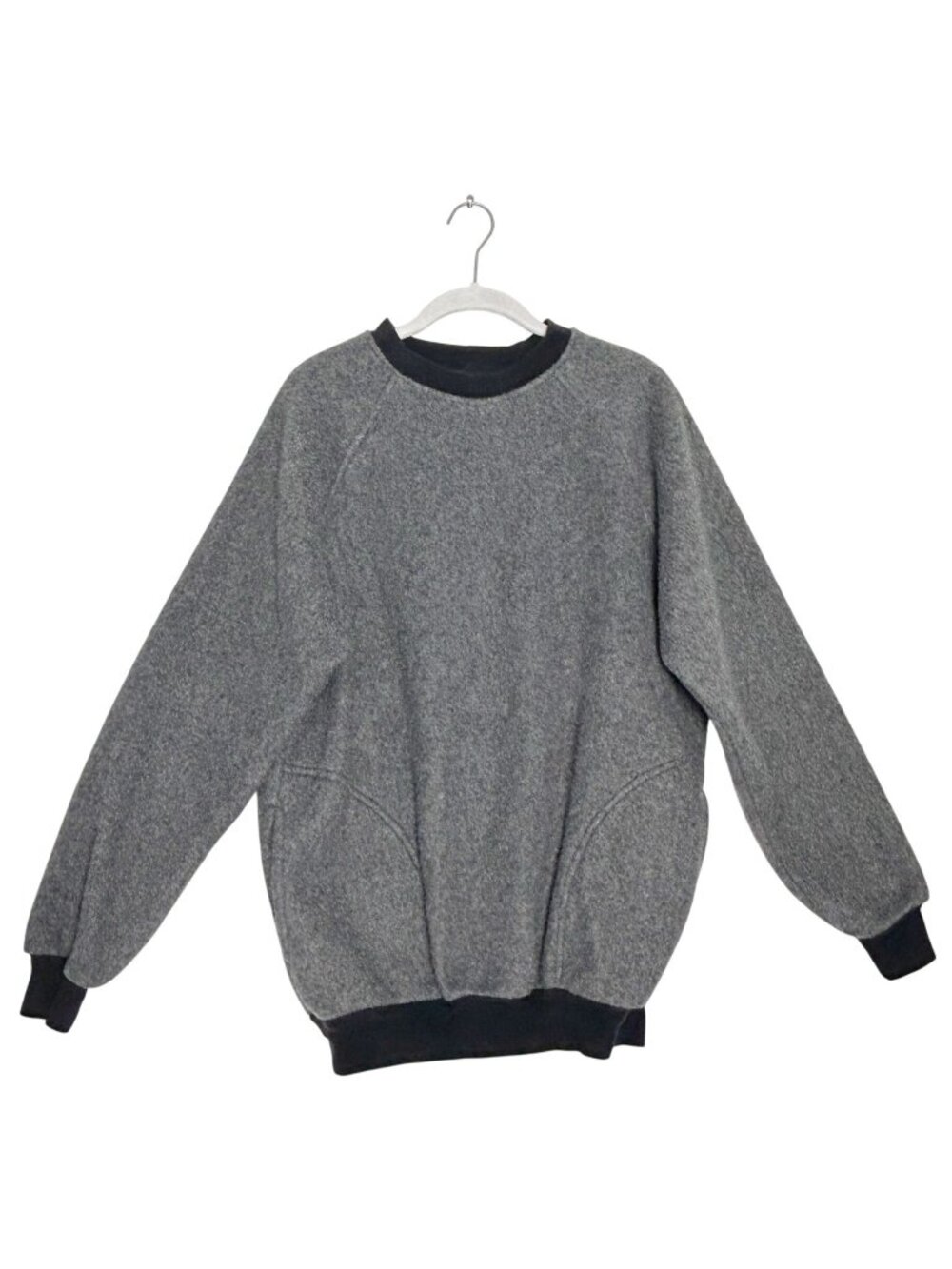 Vintage 80s Malden Mills Polarfleece Grey Crewneck Raglan Sweatshirt - Sz L